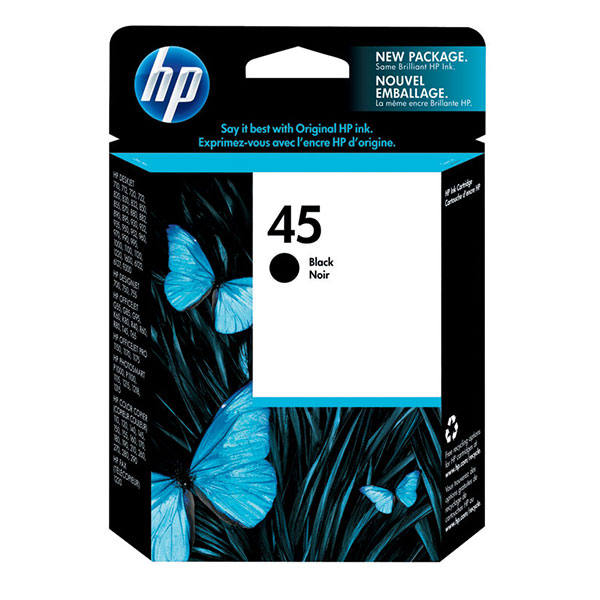 thumbnail image 2 of 1-Pack Replacement HP 45 Black Ink Cartridge – 51645A – For OfficeJet T45, T65, 1170, Pro 1150 & More 2 of 4