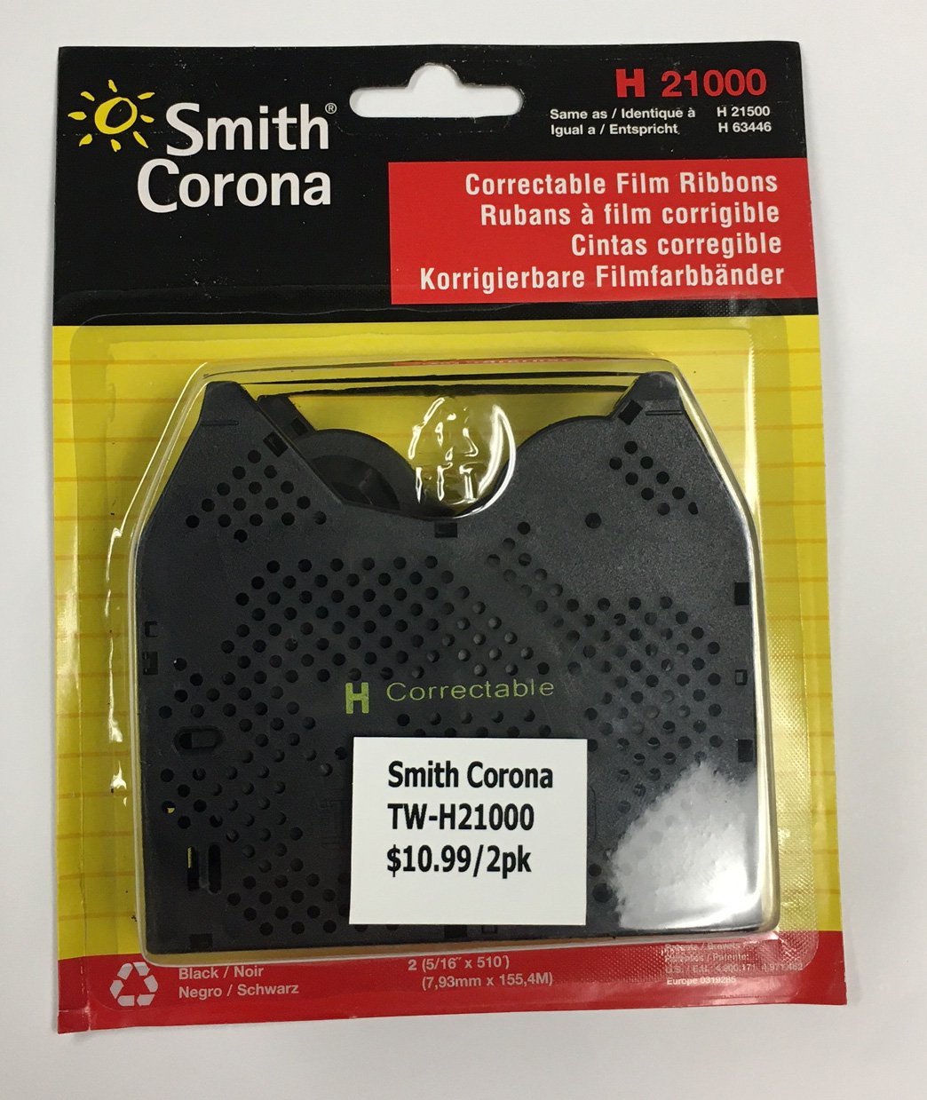 2 Pack Genuine OEM Smith Corona H Series 21000 Correctable Typewriter Ribbon 